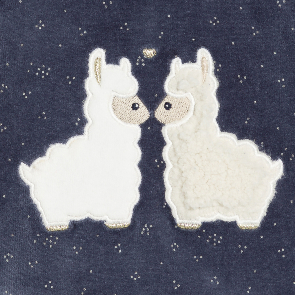 بيجاما مخملية زرقاء اللون، مُطرز عليها شكل لاما، للفتيات الرضع.